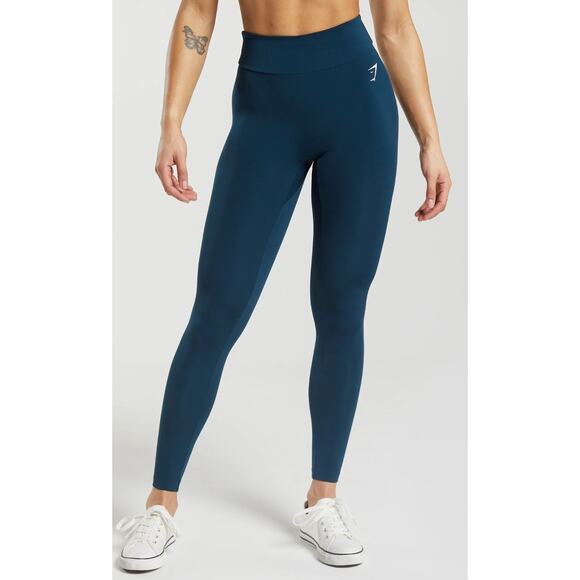 GymShark Power Regular Leggings Womens XS Navy Blue New Athletic B4A6Q - Picture 1 of 11